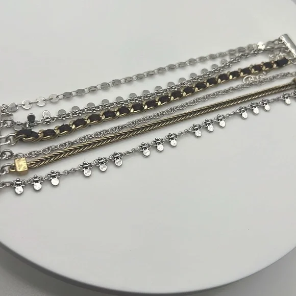 Lucky Brand Silver and Gold MultiChain Bracelet 7” 3” extend 7 inches 10 inches - Picture 3 of 3